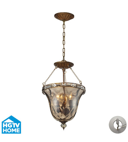 ELK Lighting HGTV HOME Cheltham 3 Light Semi Flush in Mocha with Recessed Conversion Kit 46021