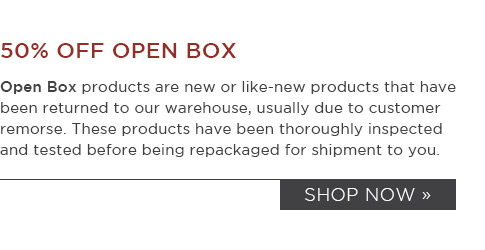 Open Box products are new or like-new products that have been returned to our warehouse, usually due to customer remorse. These products have been thoroughly inspected and tested before being repackaged for shipment to you.