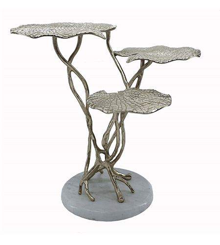 A&B Home 48473 Three-Tiered 25 X 24 inch Gold Aluminum/White Marble End Table photo