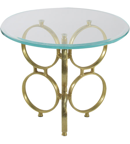 A&B Home 49063 Round Glass Top Ring 24 inch Shiny Gold Side Table photo