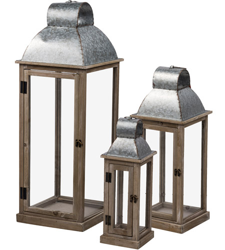 A B Home D44183 Wood 32 X 11 Inch, Outdoor Patio Candle Lanterns