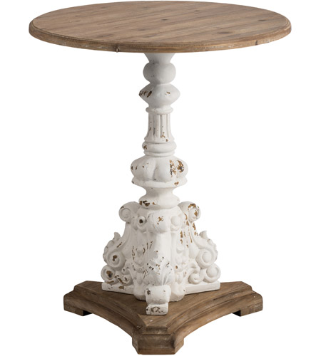 A B Home 44126 Round 26 Inch Antique, White Round End Table