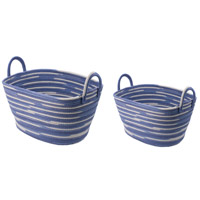 A&B Home 40690-BLUE-DS Oval Woven Basket photo thumbnail