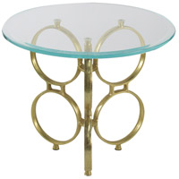 A&B Home 49063 Round Glass Top Ring 24 inch Shiny Gold Side Table photo thumbnail