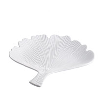 A&B Home 8038 Ginko Leaf Matte White Decorative Plate thumb