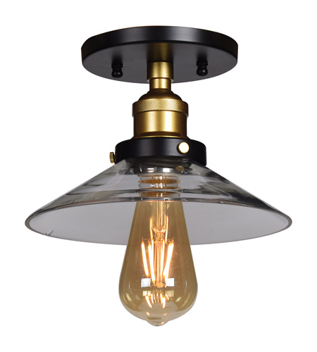 Access 24001leddlp Bgl Clr The District Led 9 Inch Black And Gold Semi Flush Mount Ceiling Light