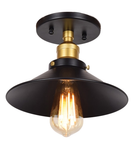 The District Led 10 Inch Black And Gold Semi Flush Mount Ceiling Light