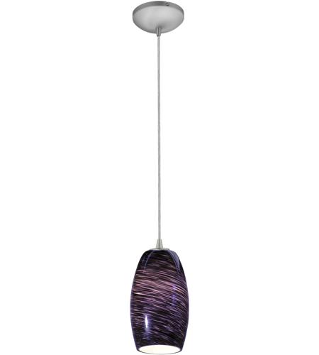 Chianti Led 5 Inch Brushed Steel Pendant Ceiling Light In Purple Swirl