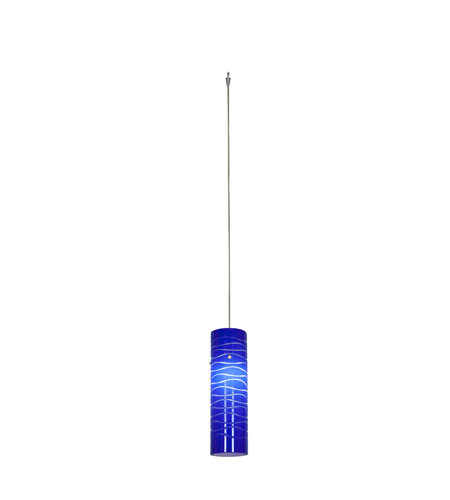 Access 94932-0-BS/BLULN Zeta 1 Light 3 inch Brushed Steel Pendant Ceiling Light in Blue Lined,  10 inch, Halogen photo