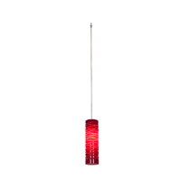 Access Zeta 1 Light Pendant in Brushed Steel with Red Lined Glass 94932-0-BS/REDLN photo thumbnail