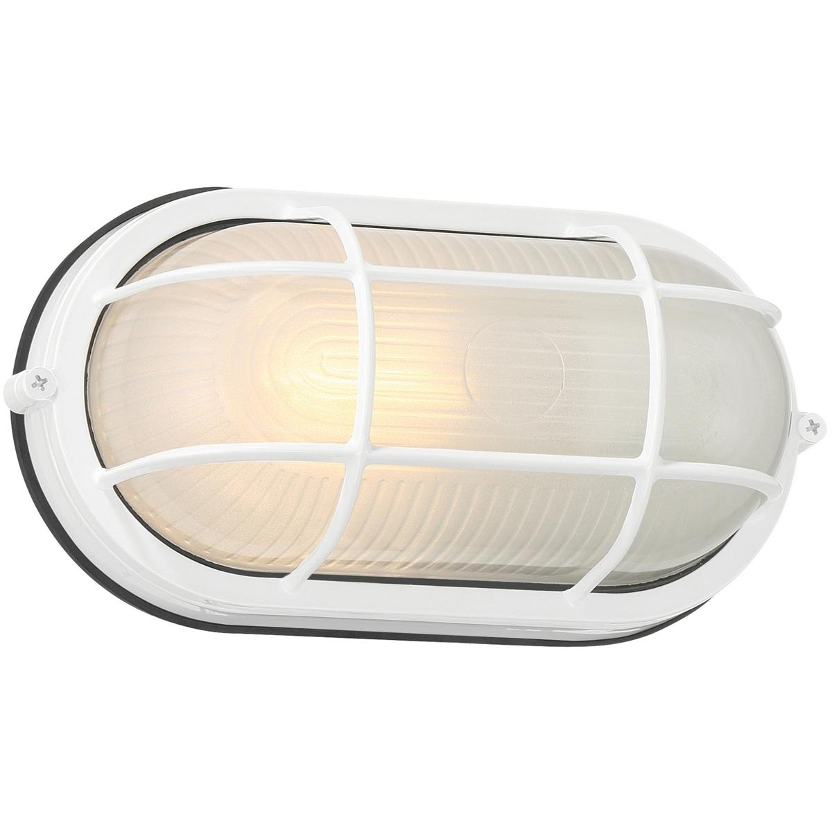 20192MG-WH-FST 120V & 60W Nauticus Dual Mount 1 Light Outdoor Bulkhead Light - White - Frosted