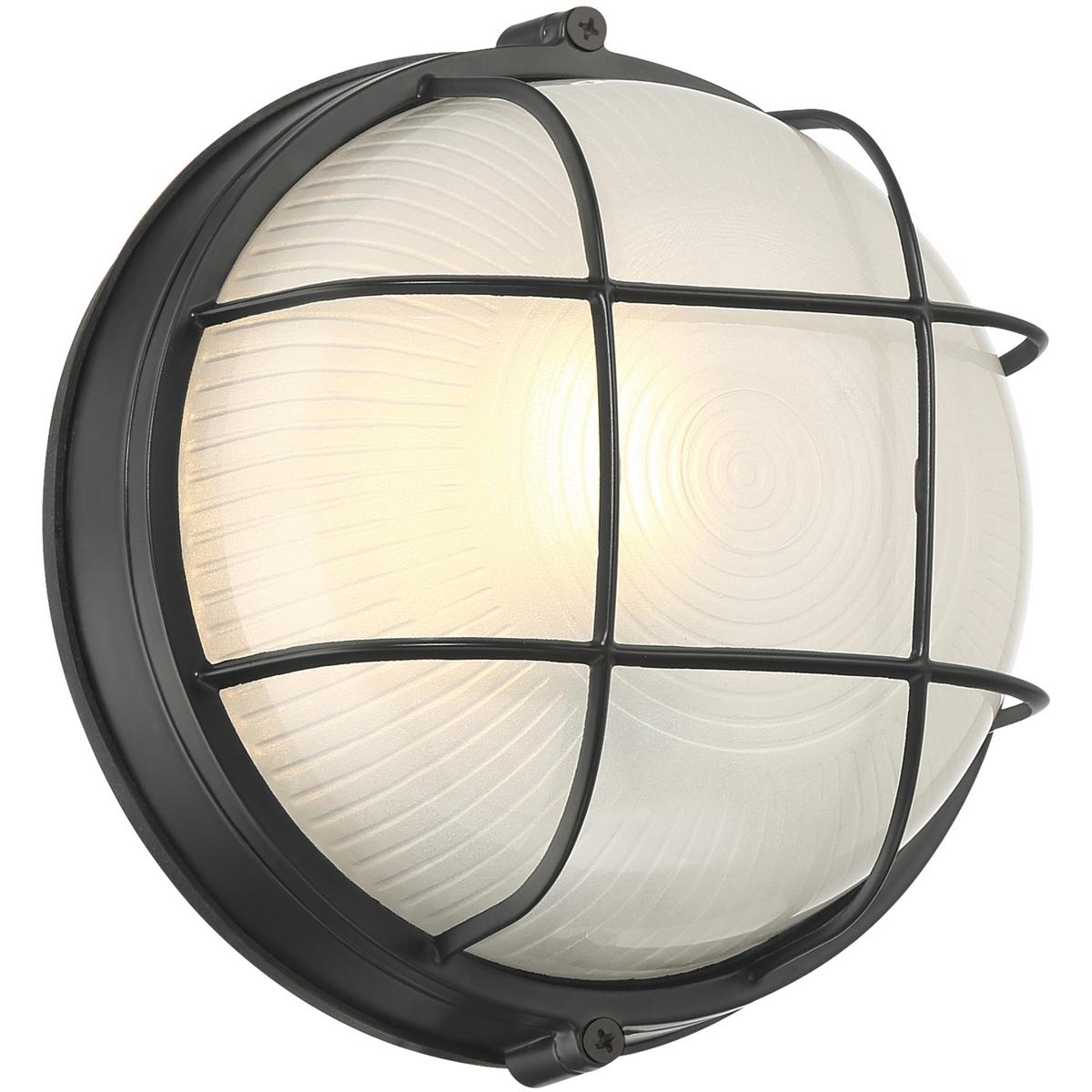 20196MG-BL-FST 120V & 9W Nauticus Round Dual Mount 1 Light Outdoor LED Bulkhead Light - Black - Frosted