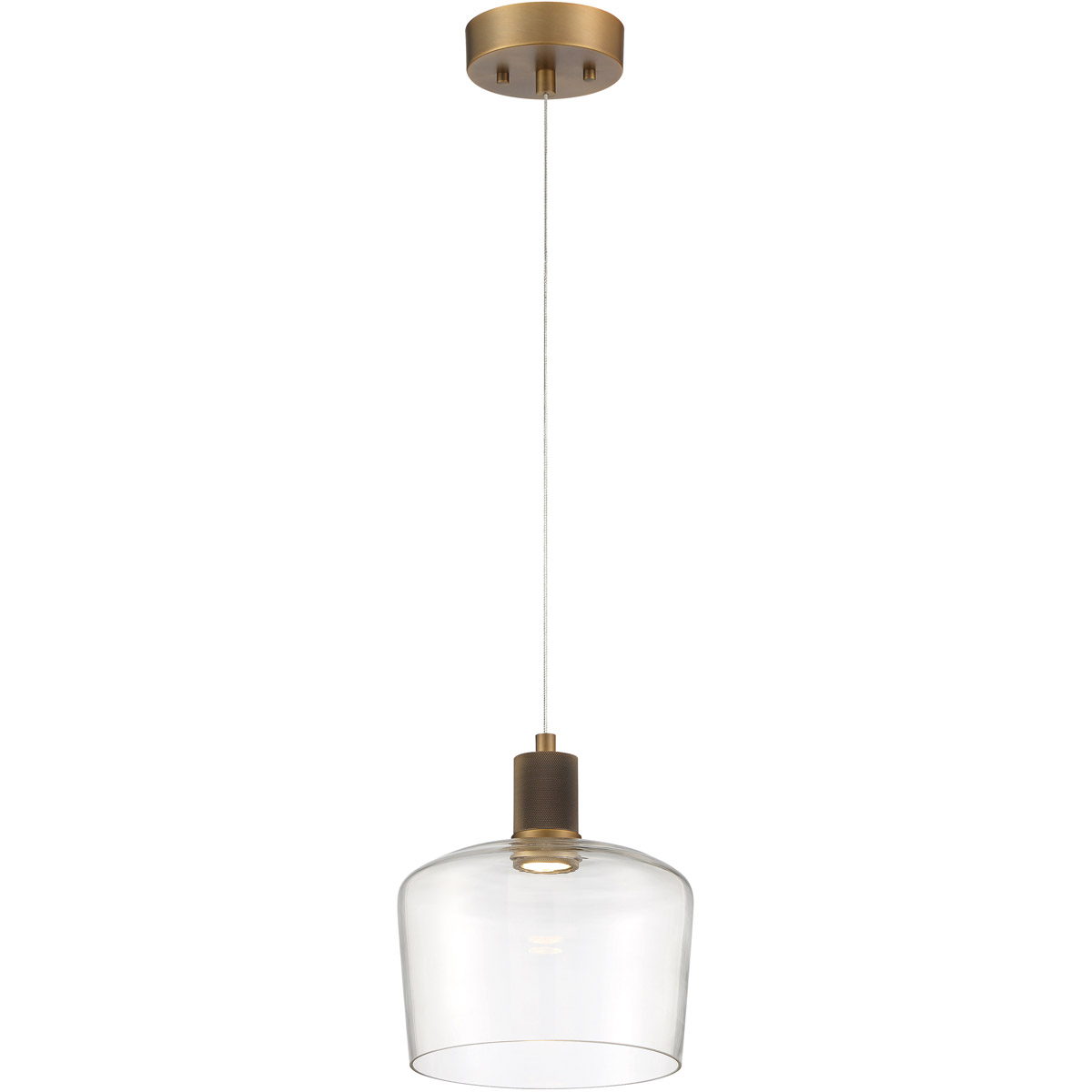 63141LEDD-ABB-CLR 8 in. Port Nine 1 Light LED Pendant Ceiling Light, Clear - Chardonnay - Antique Brushed Brass
