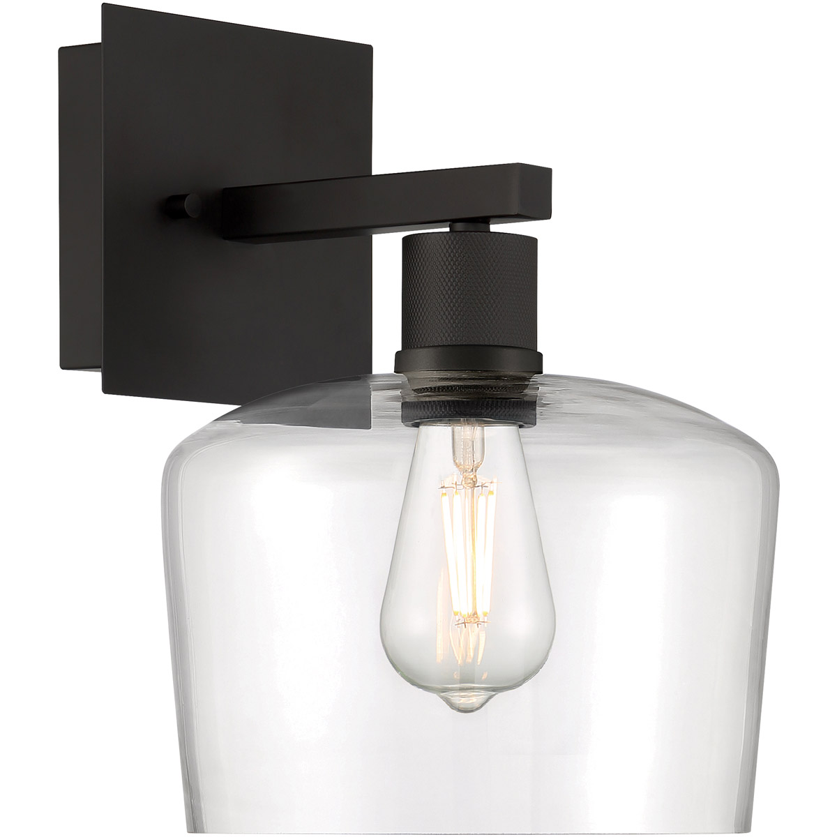 Port Nine Chardonnay, Chardonnay LED Wall Sconce, Matte Black Finish, Clear Glass