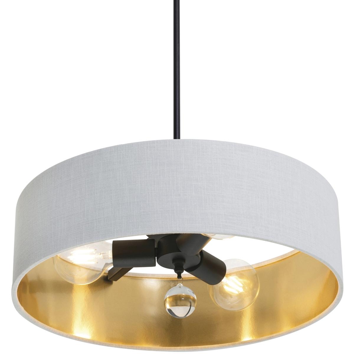 AFX CLNP18MBBK-WHGD Celine 3 Light 18 inch Black Pendant Ceiling Light in White/Gold, Dual Mount