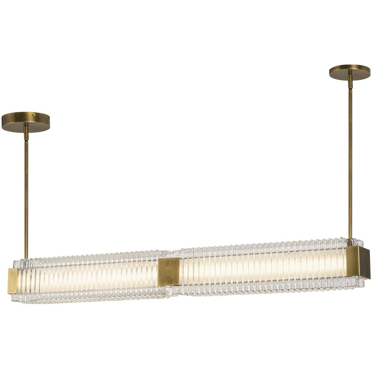 Alora LP374247VBCR-UNV Alai LED 47 inch Vintage Brass/Ribbed Glass Linear Pendant Ceiling Light