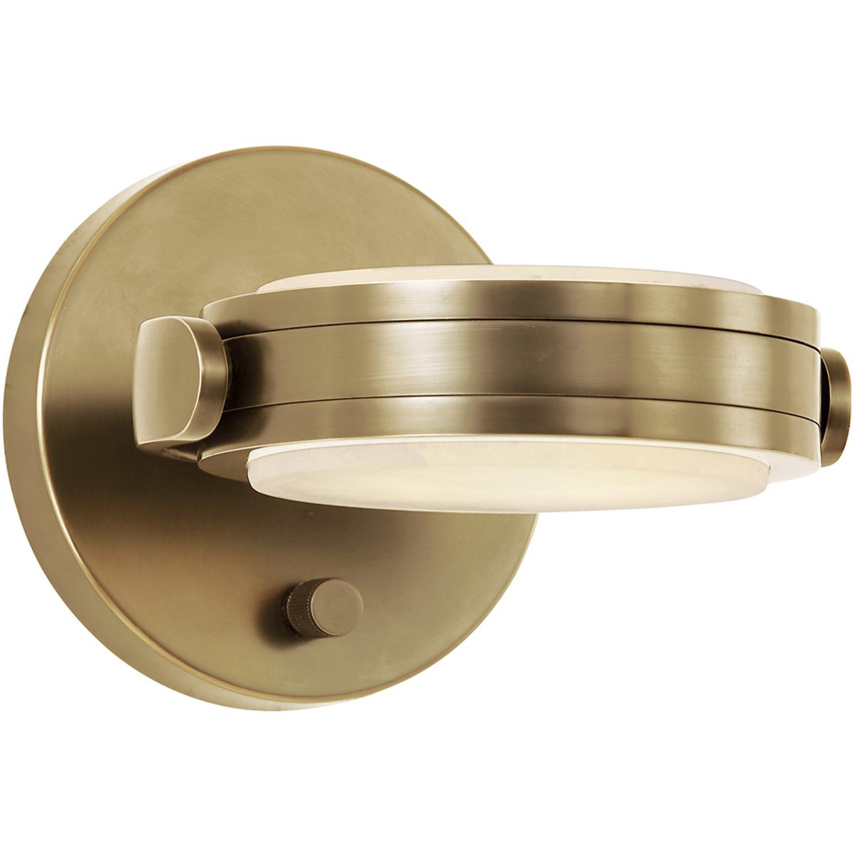 Alora Blanco 6-in Alabaster Damp-Rated Dimmable Led Wall/Vanity Light with Polished Nickel - Vintage brass/alabaster