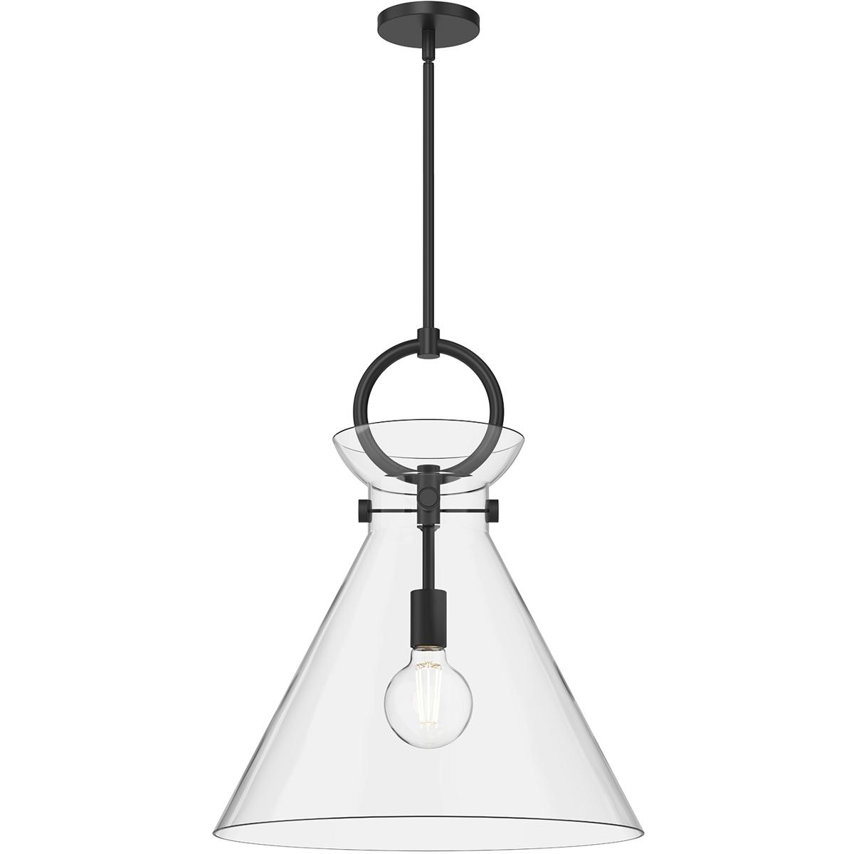 Alora PD412518MBCL Alora Mood Emerson 1 Light 18 inch Matte Black/Clear Glass Pendant Ceiling Light