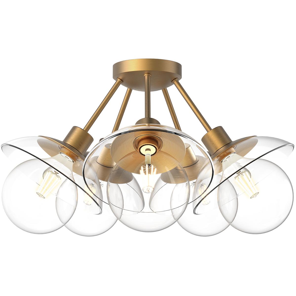 Alora SF517220AGCL Alora Mood Francesca 5 Light 19.75 inch Aged Gold/Clear Glass Semi-Flush Mount Ceiling Light