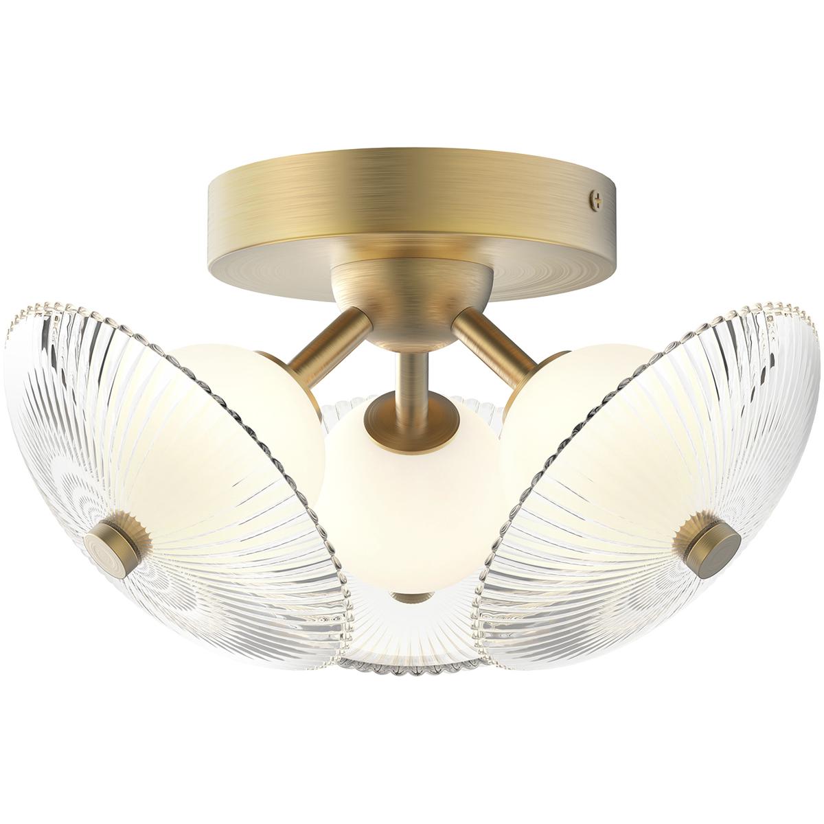 Alora FM417604BGCR-UNV Alora Mood Hera LED 12.5 inch Brushed Gold/Clear Ribbed Glass Flush Mount Ceiling Light