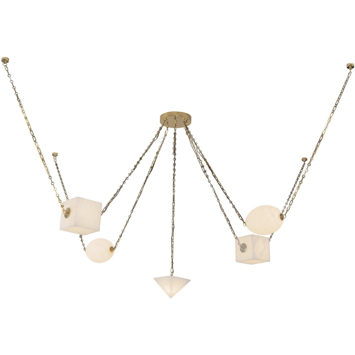 Alora CH360105PTBAR Mineral 10 inch Patina Brass and Alabaster Chandelier Ceiling Light in Vintage Brass, Alabaster Shade