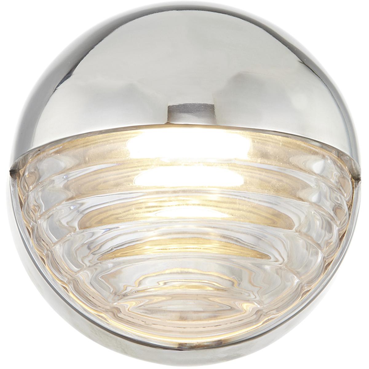 Alora Palais 6-in Polished Glass Damp-Rated Dimmable Led Wall/Vanity Light - Polished nickel/ribbed glass