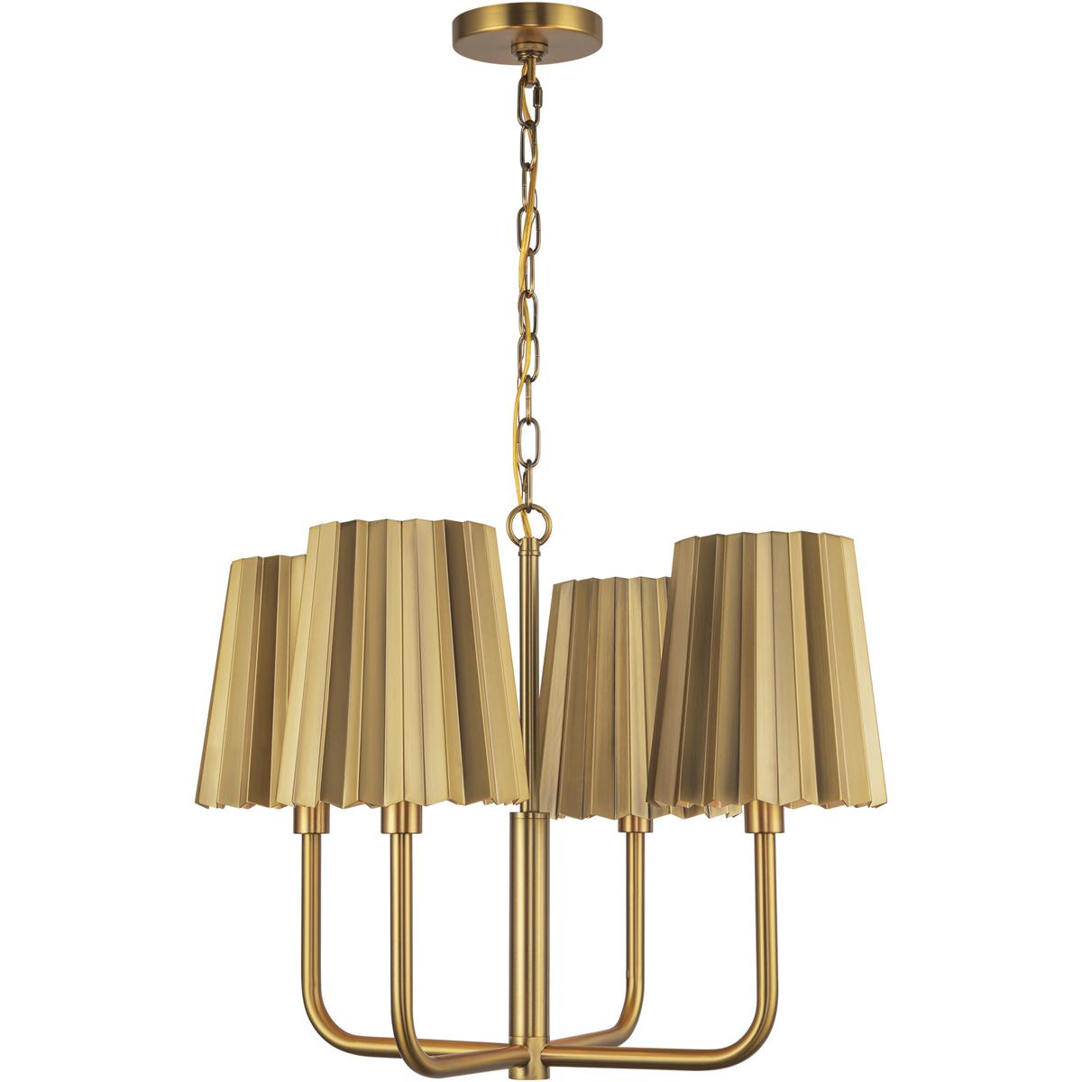 Alora CH528423AG Alora Mood Plisse 4 Light 225 inch Aged Gold Chandelier Ceiling Light