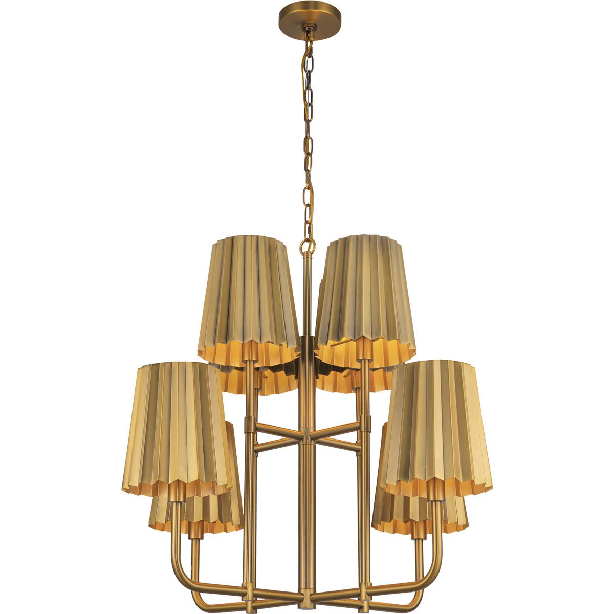 Alora CH528830AG Alora Mood Plisse 8 Light 30 inch Aged Gold Chandelier Ceiling Light