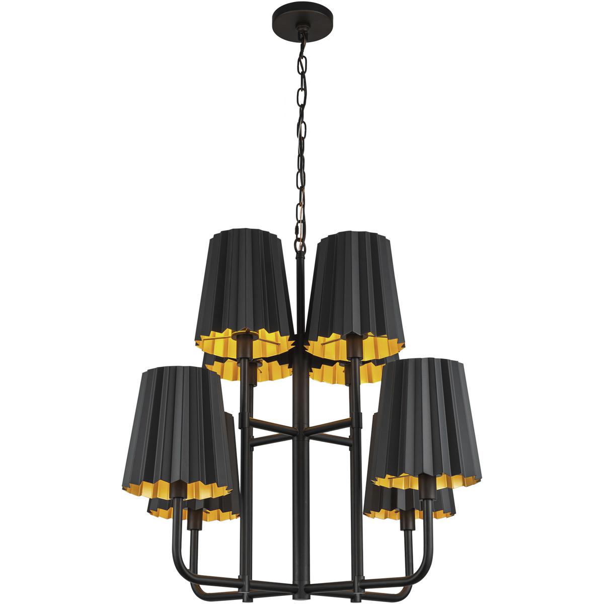 Alora CH528830MB Alora Mood Plisse 8 Light 30 inch Matte Black Chandelier Ceiling Light