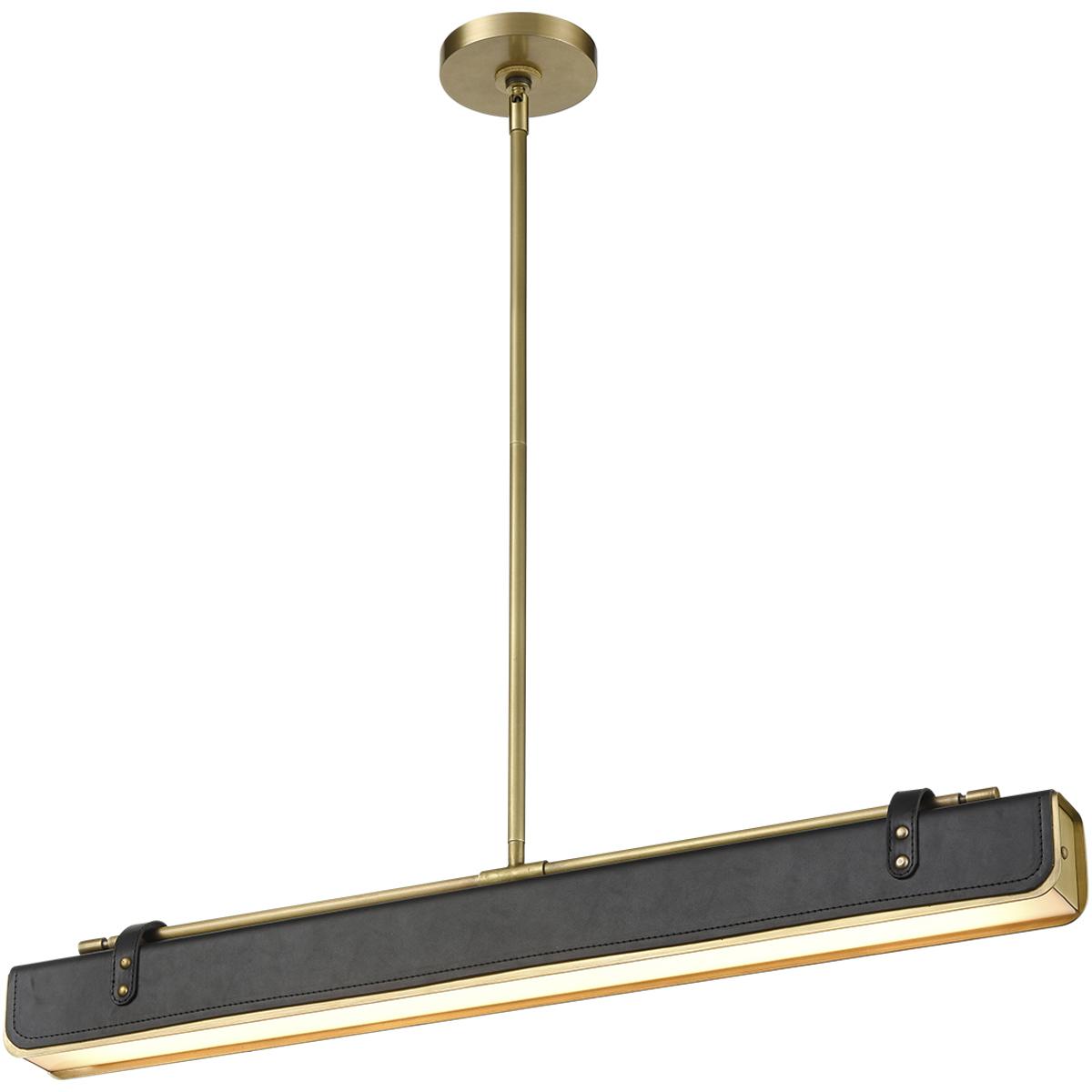 Alora PD307931VBTL Valise LED 25 inch Vintage BrassTuxedo Leather Pendant Ceiling Light in Vintage Brass and Tuxedo Leather