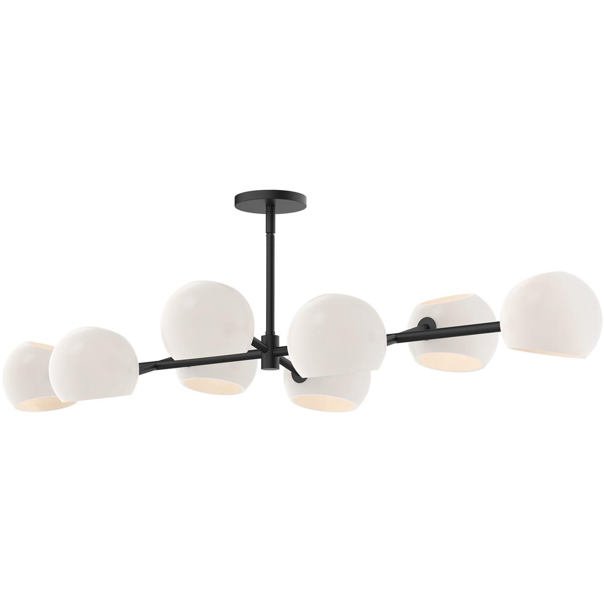 Alora LP548848MBOP Alora Mood Willow 8 Light 48.25 inch Matte Black Linear Pendant Ceiling Light in Matte Opal Glass