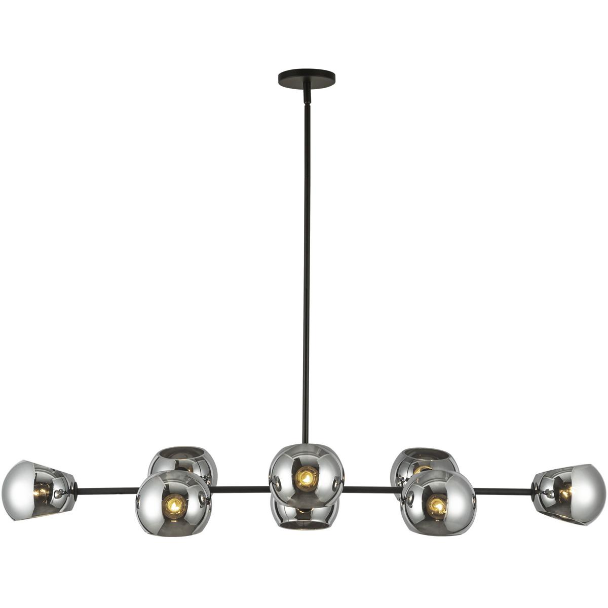 Alora LP548848MBSM Alora Mood Willow 8 Light 48.25 inch Matte Black Linear Pendant Ceiling Light in Smoked Glass