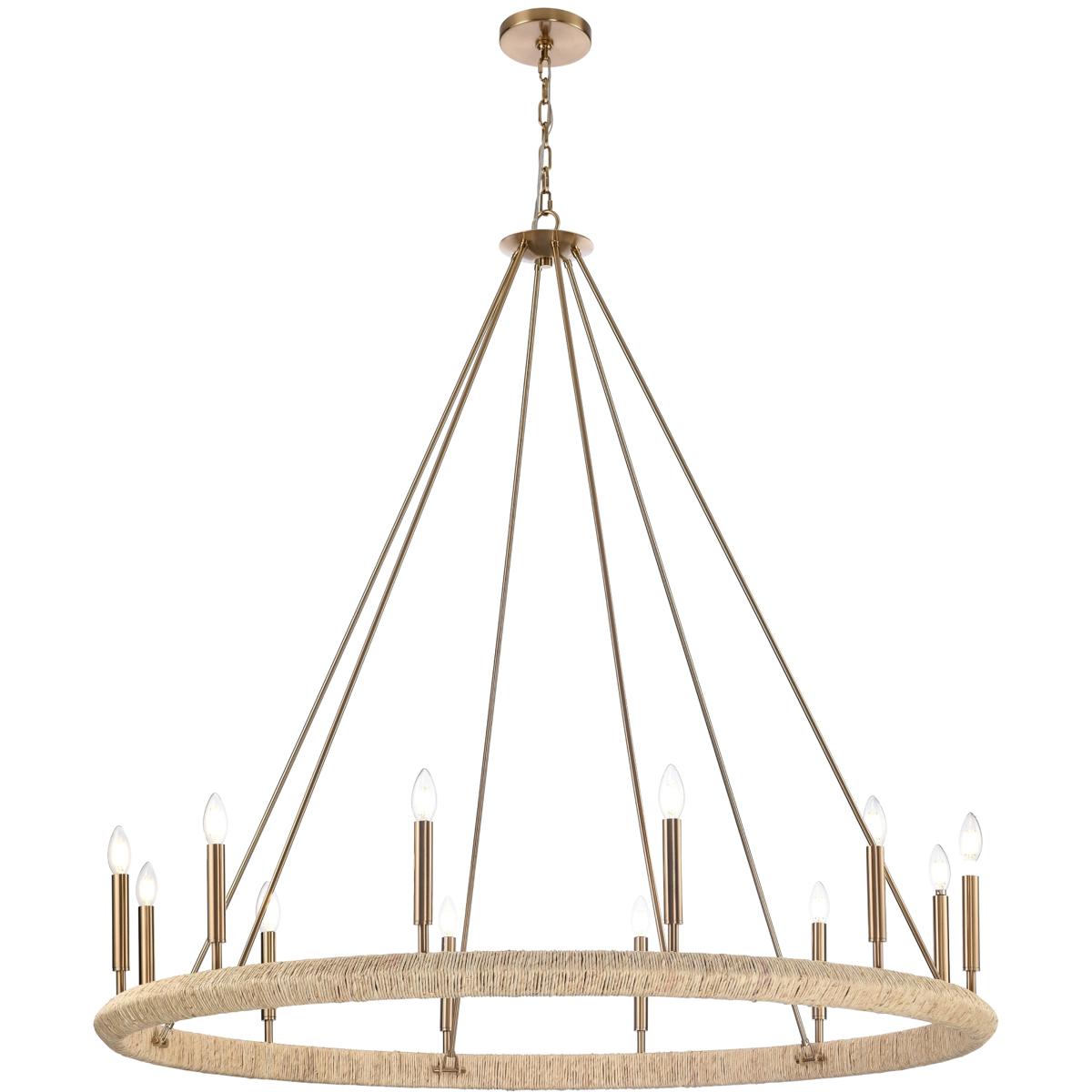Arabela Lighting 85433-12 Cabana 12 Light 52 inch Lacquered Gold Chandelier Ceiling Light
