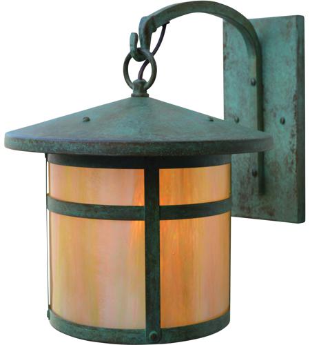 Arroyo Craftsman BB-11M-P Berkeley 1 Light 12 inch Pewter Outdoor Wall Mount in Amber Mica photo