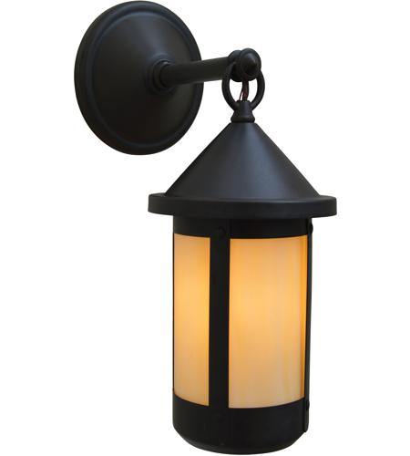 Arroyo Craftsman BB-6M-AB Berkeley 1 Light 13 inch Antique Brass Outdoor Wall Mount in Amber Mica photo