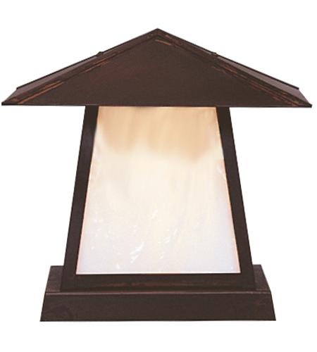 Arroyo Craftsman CC-12HWO-MB Carmel 1 Light 10 inch Mission Brown Column Mount in White Opalescent photo