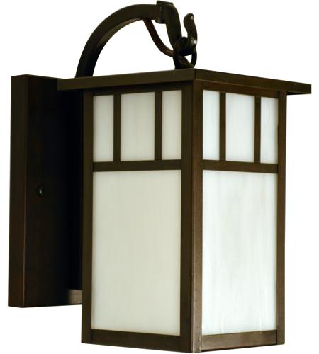 Arroyo Craftsman HB-4LEAM-RB Huntington 1 Light 9 inch Rustic Brown Outdoor Wall Mount in Almond Mica