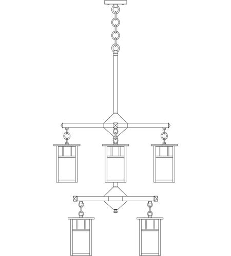 Arroyo Craftsman HCH-4L/4/4AAM-BK Huntington 8 Light 24 inch Satin Black Foyer Chandelier Ceiling Light in Almond Mica, Classic Arch Overlay, Classic Arch Overlay