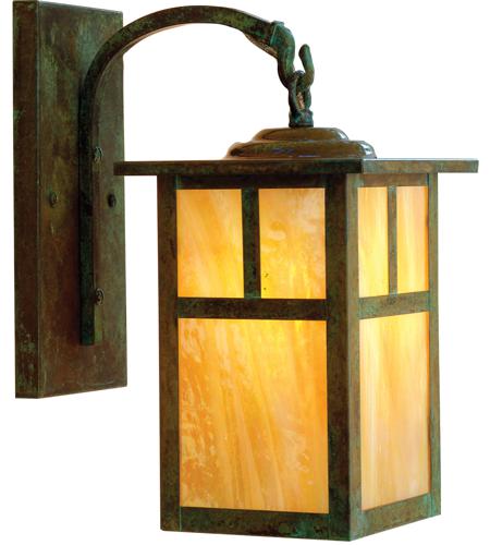 Arroyo Craftsman MB-7EM-P Mission 1 Light 12 inch Pewter Outdoor Wall Mount in Amber Mica photo