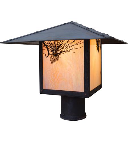 Arroyo Craftsman MP-12EGW-RB Monterey 1 Light 8 inch Rustic Brown Post Mount in Gold White Iridescent photo