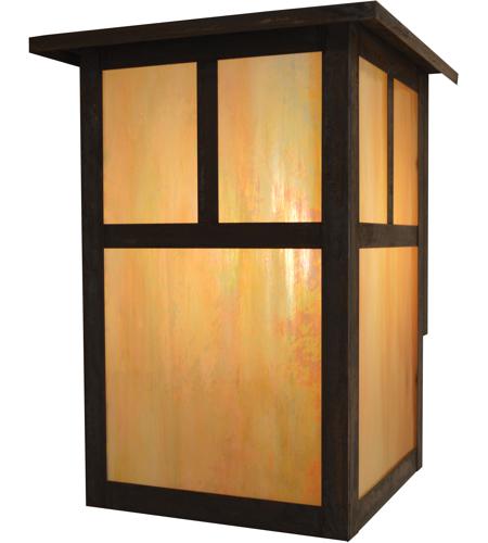 Arroyo Craftsman MW-10EM-P Mission 1 Light 12 inch Pewter Outdoor Wall Mount in Amber Mica