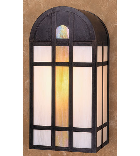 Arroyo Craftsman YW-10GWC-BZ Yorktown 1 Light 10 inch Bronze Wall Mount Wall Light in Gold White Iridescent and White Opalescent Combination