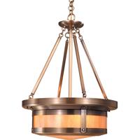Arroyo Craftsman BCMH-20GW-MB Berkeley 4 Light 19 inch Mission Brown Pendant Ceiling Light in Gold White Iridescent photo thumbnail