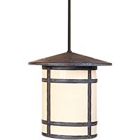 Arroyo Craftsman BSH-11LWO-RB Berkeley 1 Light 11 inch Rustic Brown Pendant Ceiling Light in White Opalescent photo thumbnail