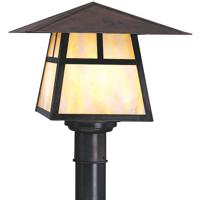 Arroyo Craftsman CP-15EWO-MB Carmel 1 Light 11 inch Mission Brown Post Mount in White Opalescent photo thumbnail
