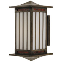 Arroyo Craftsman HIB-9REC-MB Himeji 1 Light 9 inch Mission Brown Wall Mount Wall Light in Red and White Opalescent Combination thumb