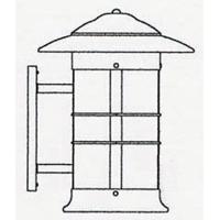 Arroyo Craftsman NS-19LNRWOF-P Newport 1 Light 20 inch Pewter Outdoor Wall Mount in Off White NS-19L_line.jpg thumb