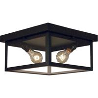 Arroyo Craftsman VICM-12WO-MB Vintage 2 Light 12 inch Mission Brown Flush Mount Ceiling Light in White Opalescent thumb