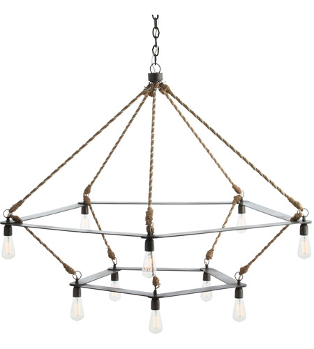 Arteriors 84176 McIntyre 10 Light 56 inch Natural Iron/Jute Wrapped Cord Chandelier Ceiling Light, Two Tiered photo