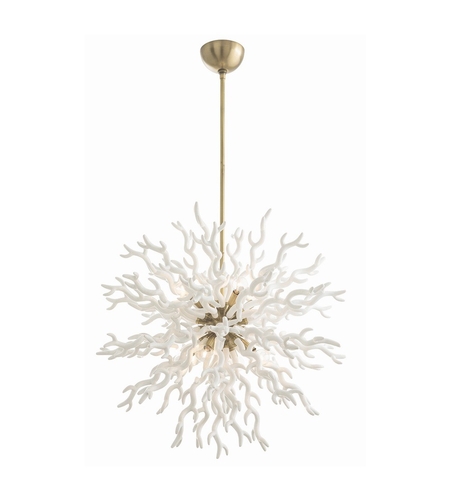 Arteriors 89992 Diallo 8 Light 30 inch White Lacquer and Brushed Brass Chandelier Ceiling Light, Large photo